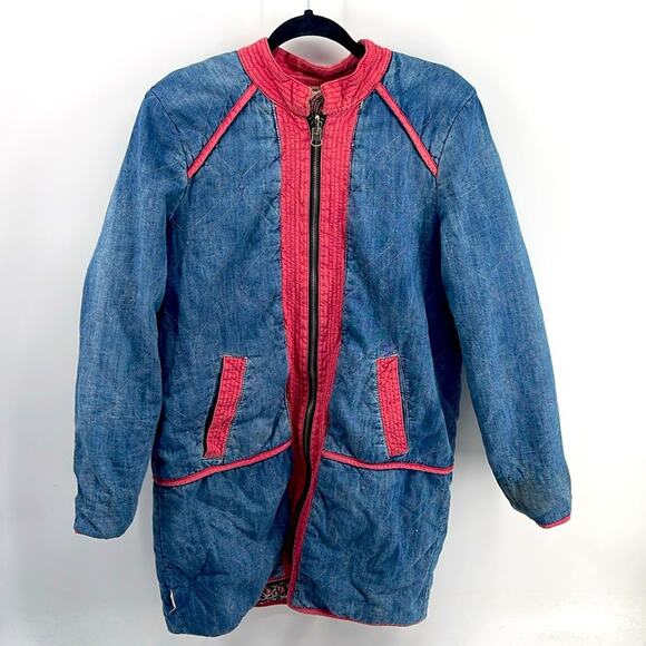 Free People Jackets & Blazers - Free People Belario reversible paisley denim full zip midi length jacket